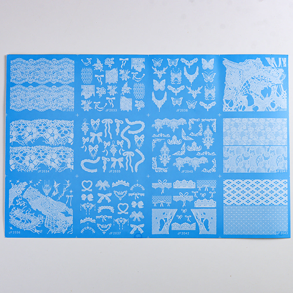 12 Sheets Vintage Lace Nail Water Transfer Stickers Mesh Bow Nail Decals