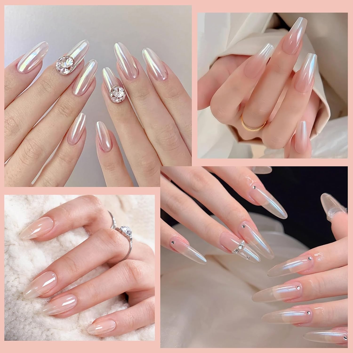 16 Colors Chrome Nail Powder Aurora Mirror Effect Pearl Holographic Nail Pigment