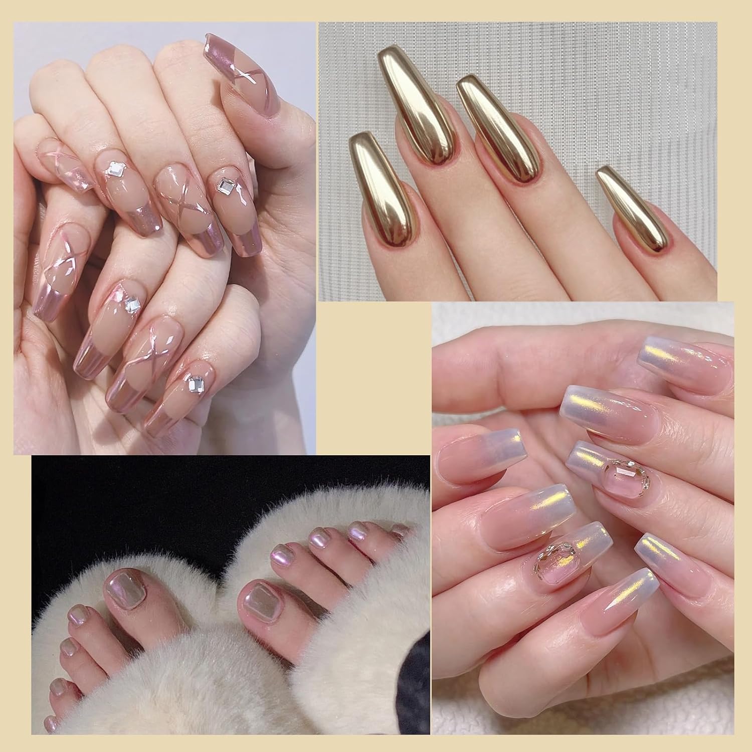 16 Colors Chrome Nail Powder Aurora Mirror Effect Pearl Holographic Nail Pigment