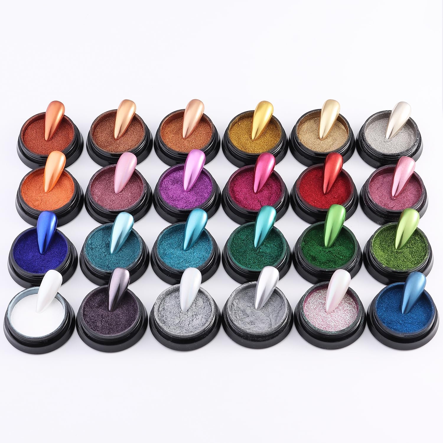 24 Colors Chrome Nail Powder Metallic Mirror Effect Aurora Pearl Holographic Nail Pigment
