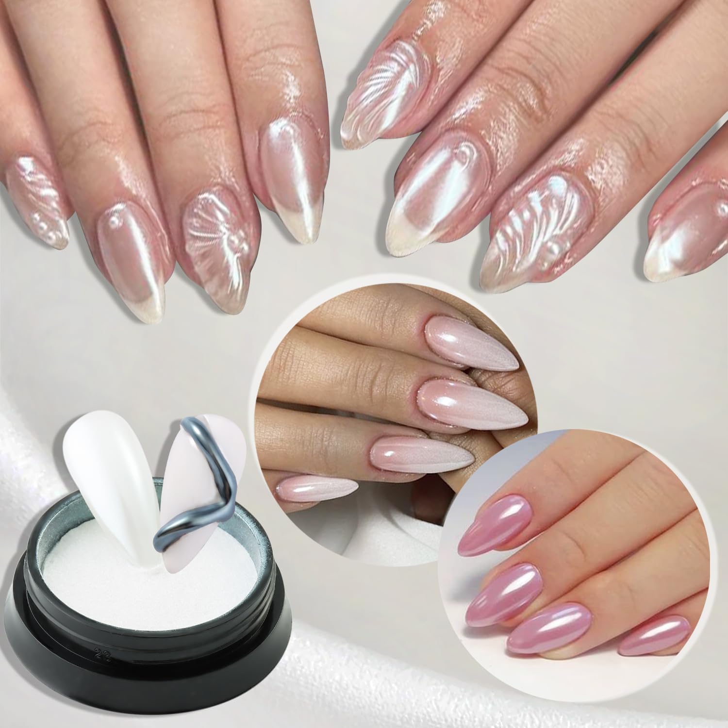 24 Colors Chrome Nail Powder Metallic Mirror Effect Aurora Pearl Holographic Nail Pigment