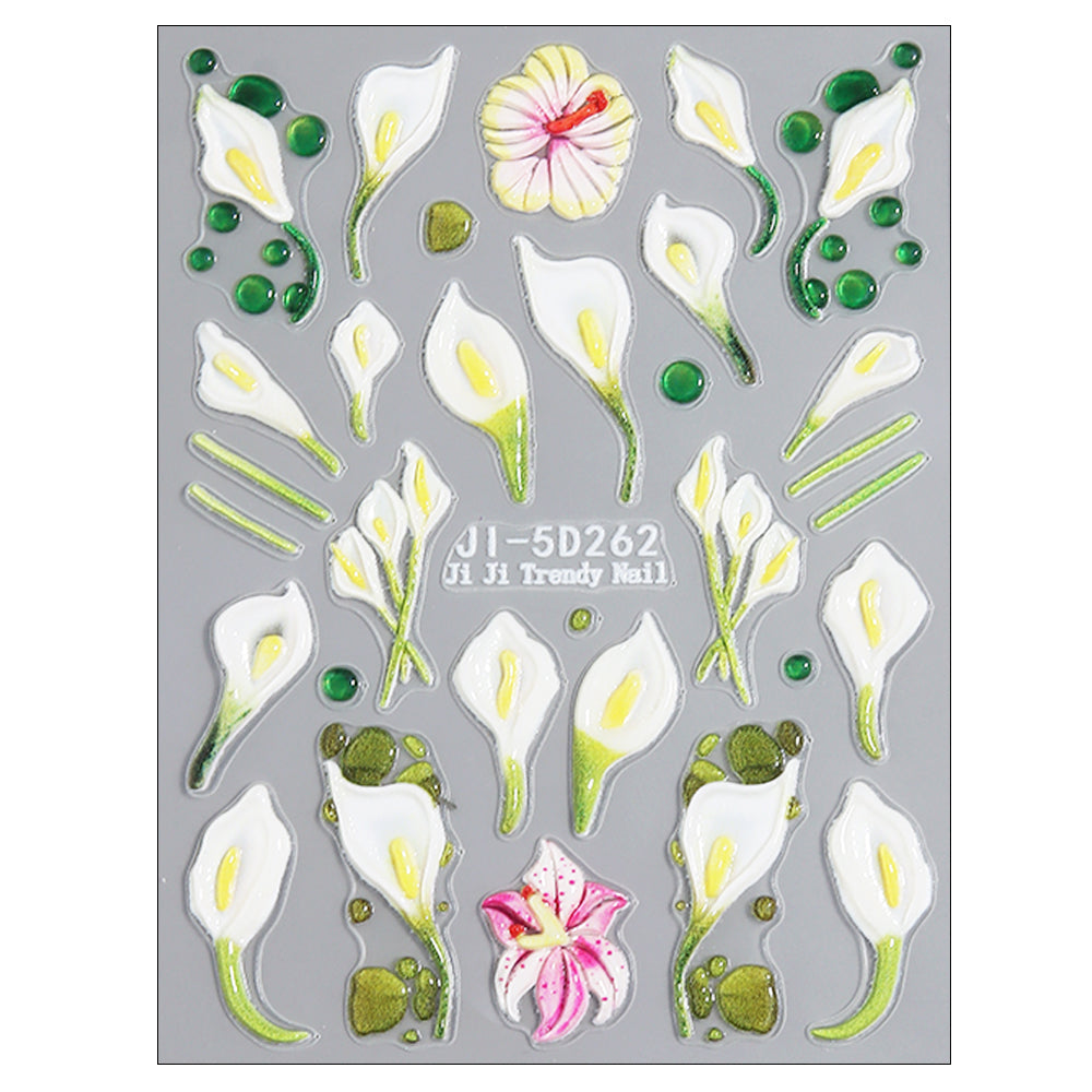 5D Calla Lily Nail Sticker Embossed Floral DIY
