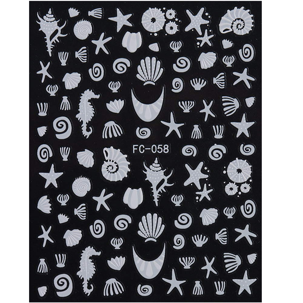 5D Summer Ocean Nail Stickers Sea Starfish Seahorse Shell Nail Decals