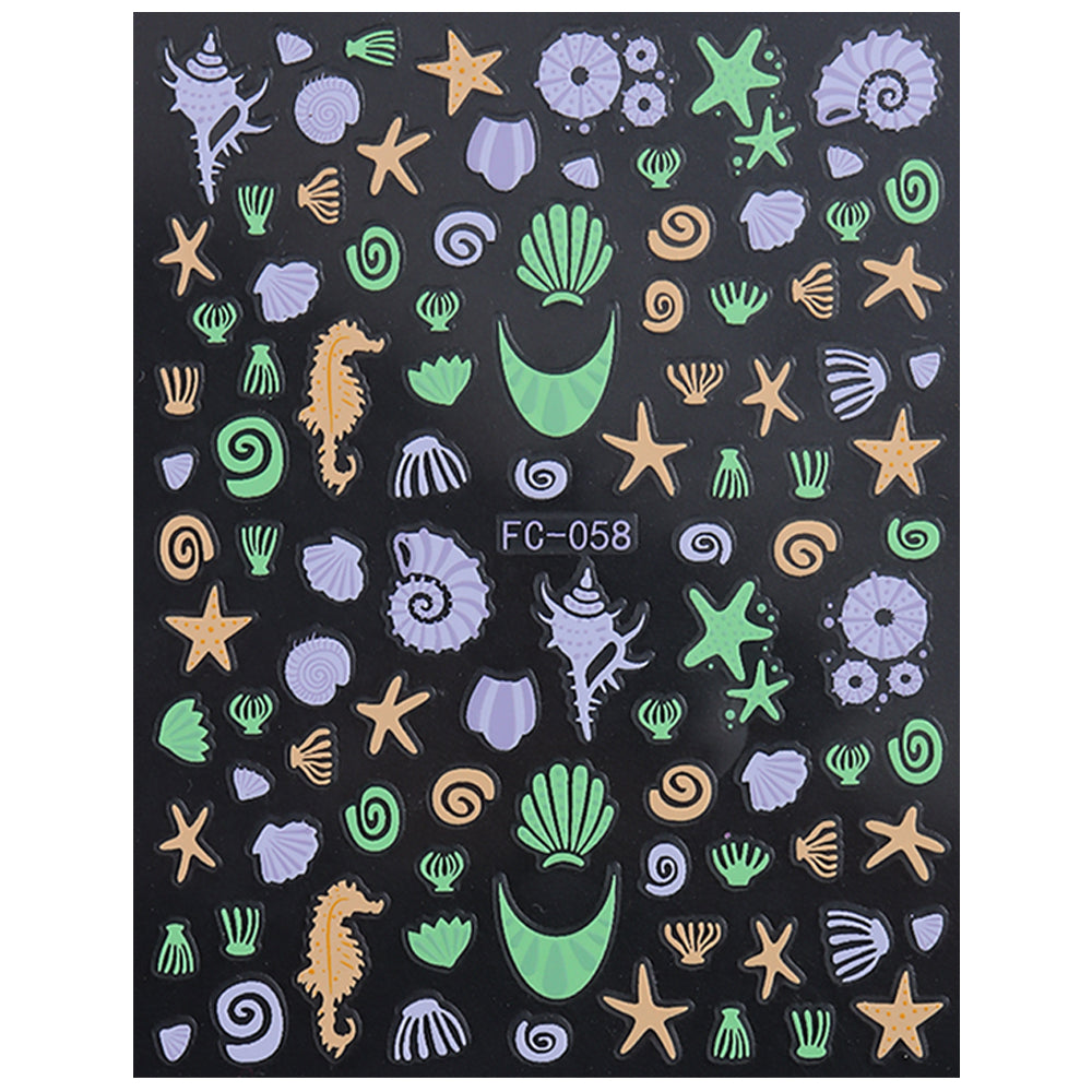 5D Summer Ocean Nail Stickers Sea Starfish Seahorse Shell Nail Decals