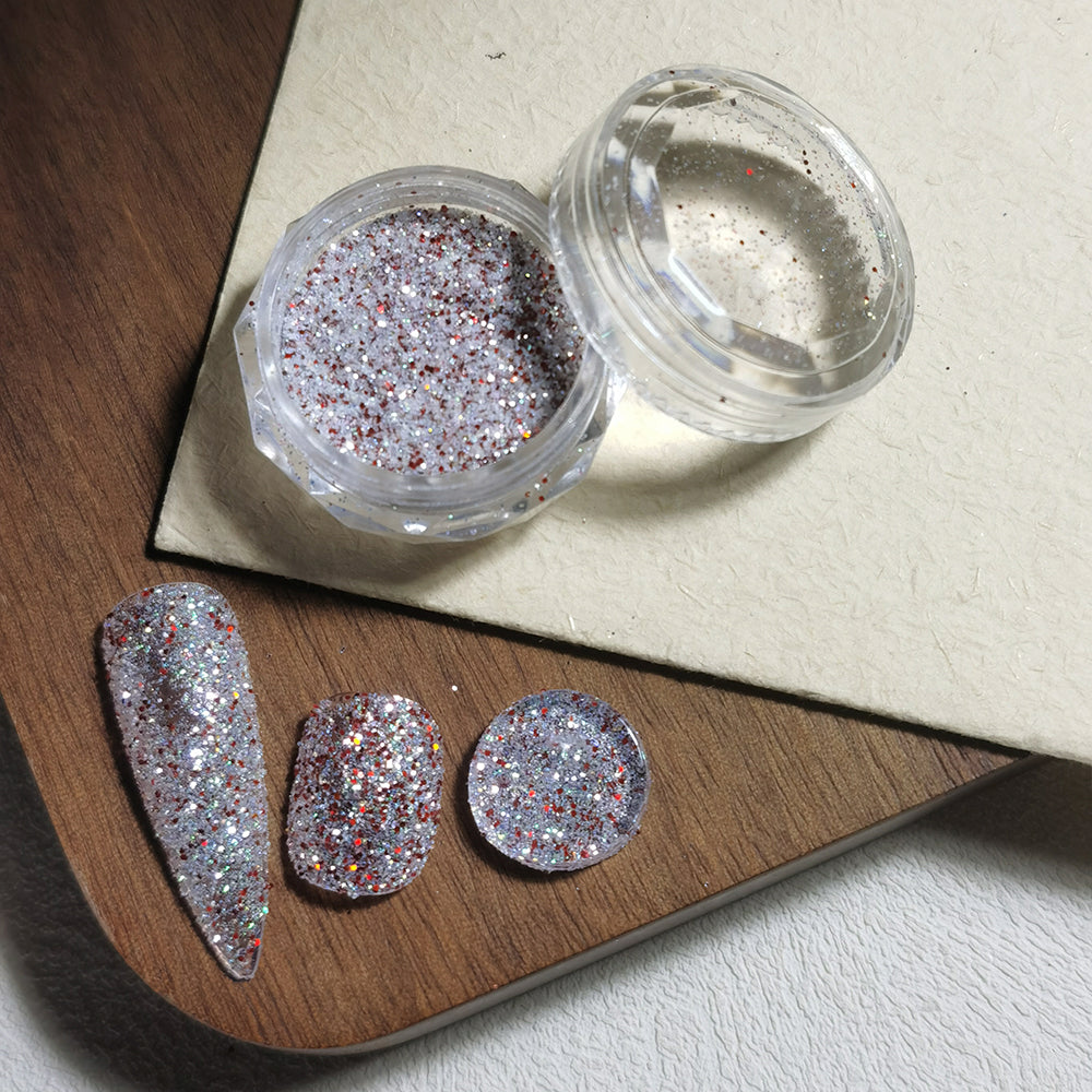 8 Colors Holographic Sugar Glitter Nail Powder Mixed Chunky Fine Glitter Nail Art Decoration