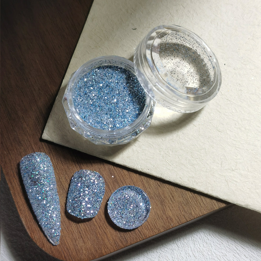 8 Colors Holographic Sugar Glitter Nail Powder Mixed Chunky Fine Glitter Nail Art Decoration