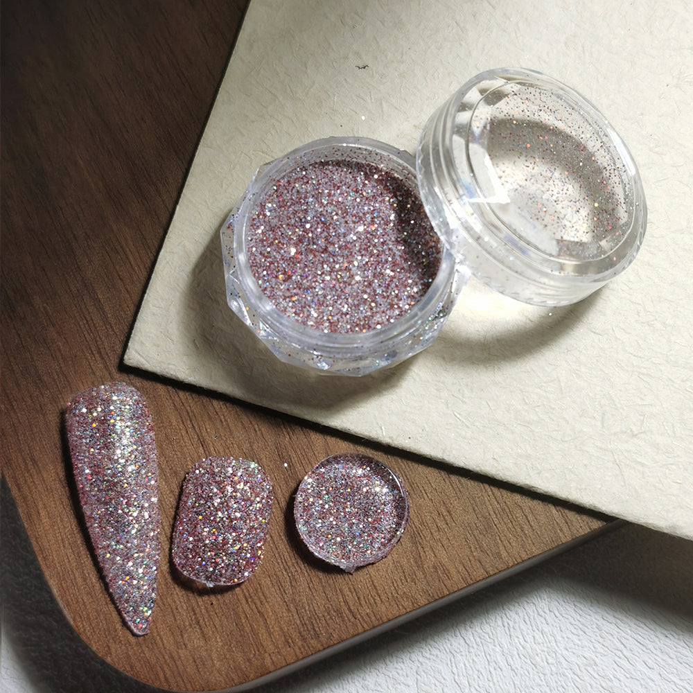 8 Colors Holographic Sugar Glitter Nail Powder Mixed Chunky Fine Glitter Nail Art Decoration