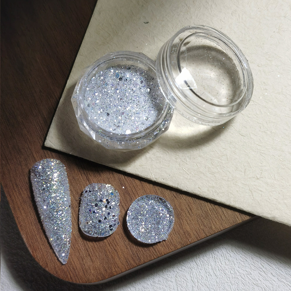 8 Colors Holographic Sugar Glitter Nail Powder Mixed Chunky Fine Glitter Nail Art Decoration