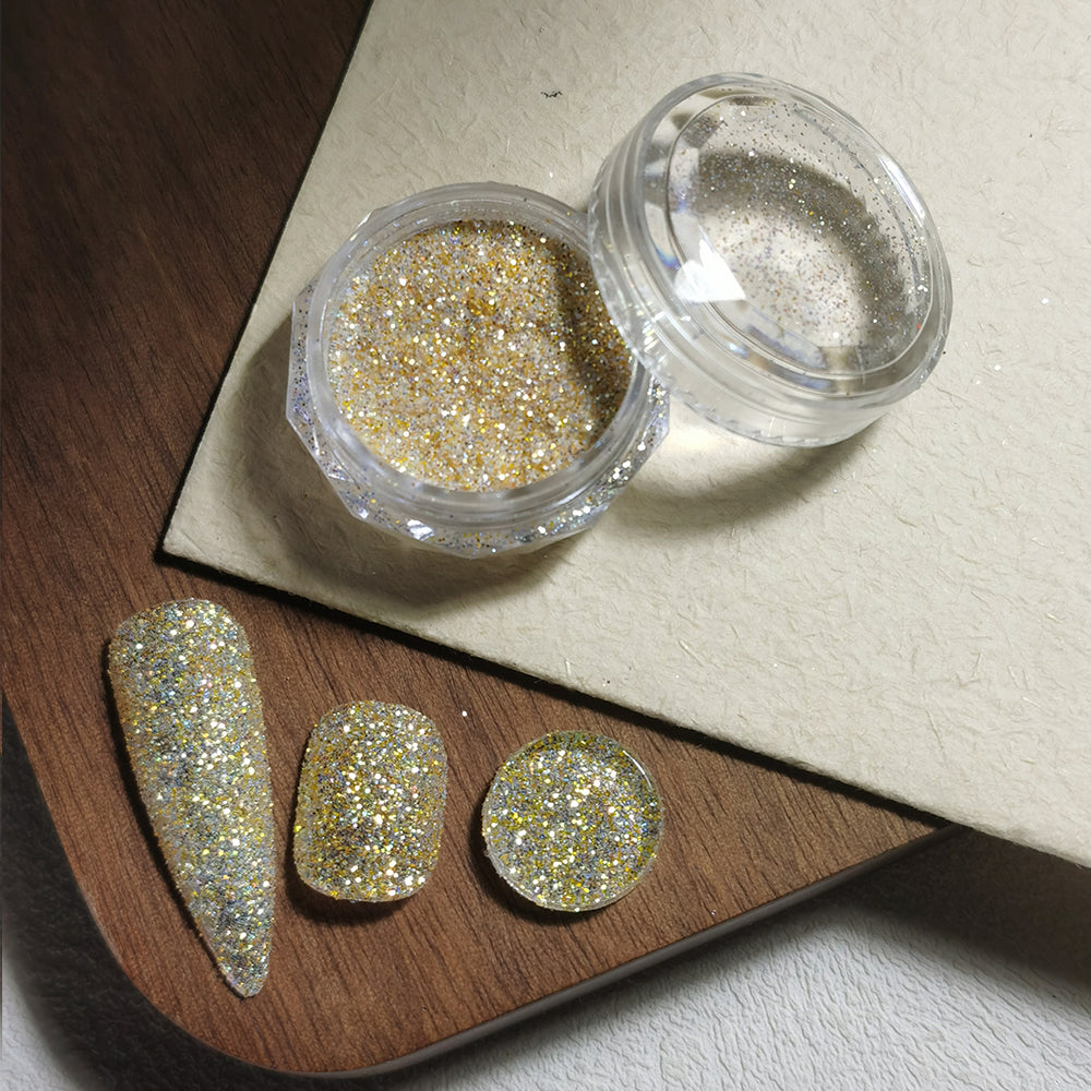 8 Colors Holographic Sugar Glitter Nail Powder Mixed Chunky Fine Glitter Nail Art Decoration