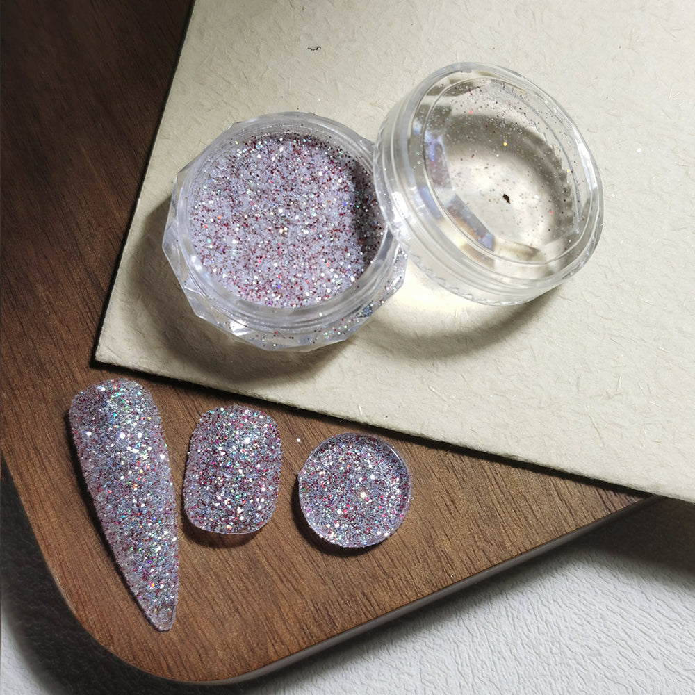 8 Colors Holographic Sugar Glitter Nail Powder Mixed Chunky Fine Glitter Nail Art Decoration
