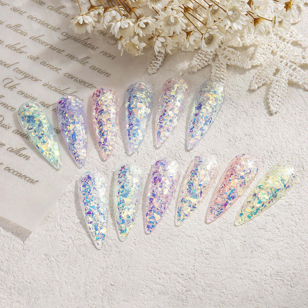 Aurora Opal Nail Glitter Flakes Set Iridescent Holographic Nail Sequins Mermaid Nail Art Decoration