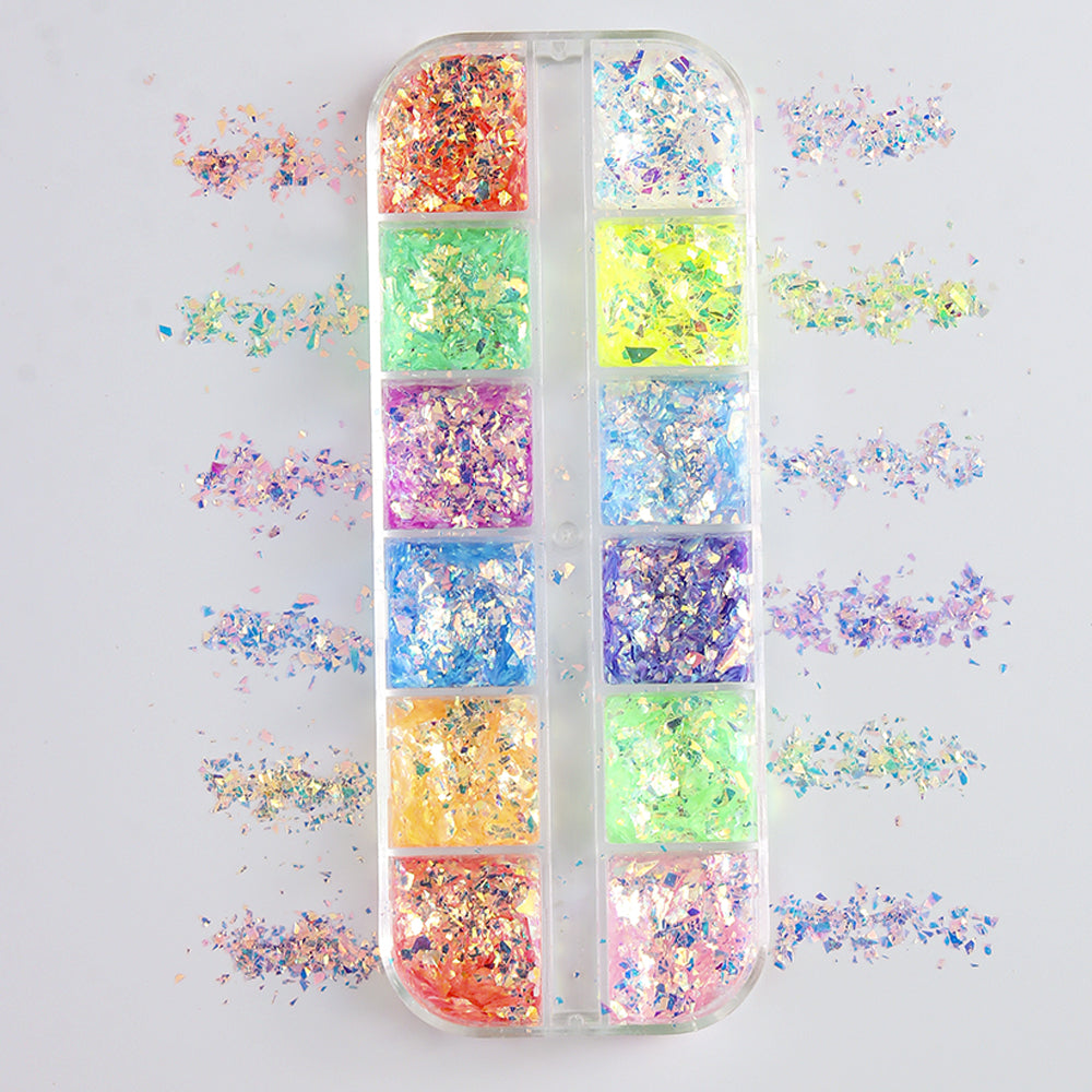 Aurora Opal Nail Glitter Flakes Set Iridescent Holographic Nail Sequins Mermaid Nail Art Decoration