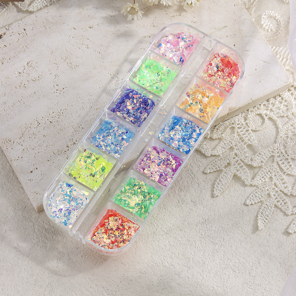 Aurora Opal Nail Glitter Flakes Set Iridescent Holographic Nail Sequins Mermaid Nail Art Decoration