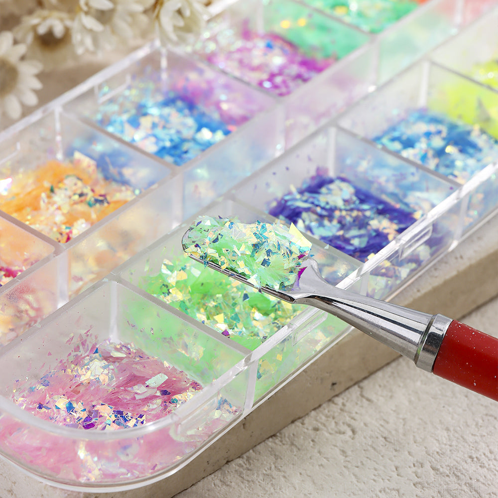 Aurora Opal Nail Glitter Flakes Set Iridescent Holographic Nail Sequins Mermaid Nail Art Decoration