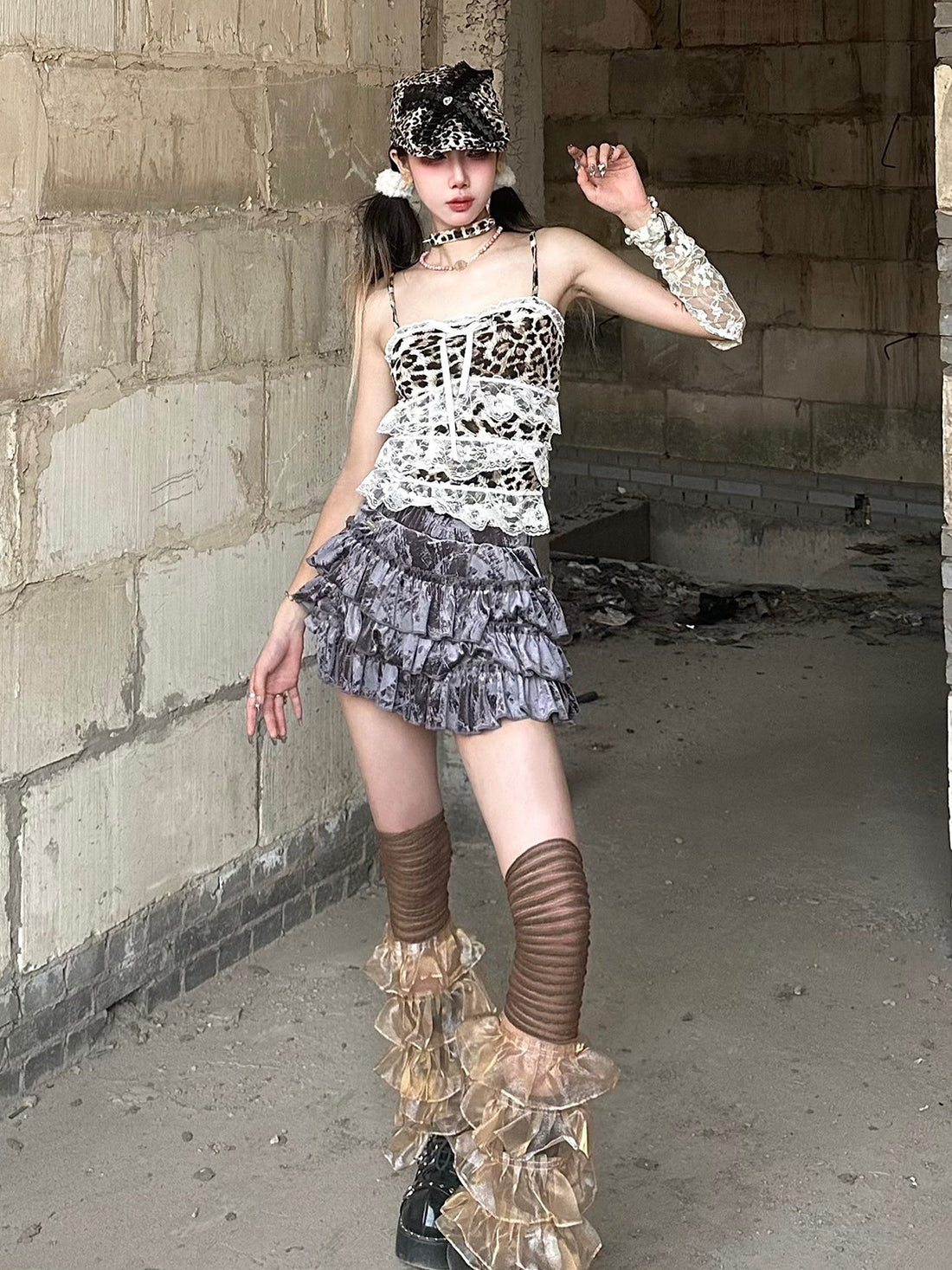 Dusty Purple Velvet Tiered Ruffle Bloomer Skort