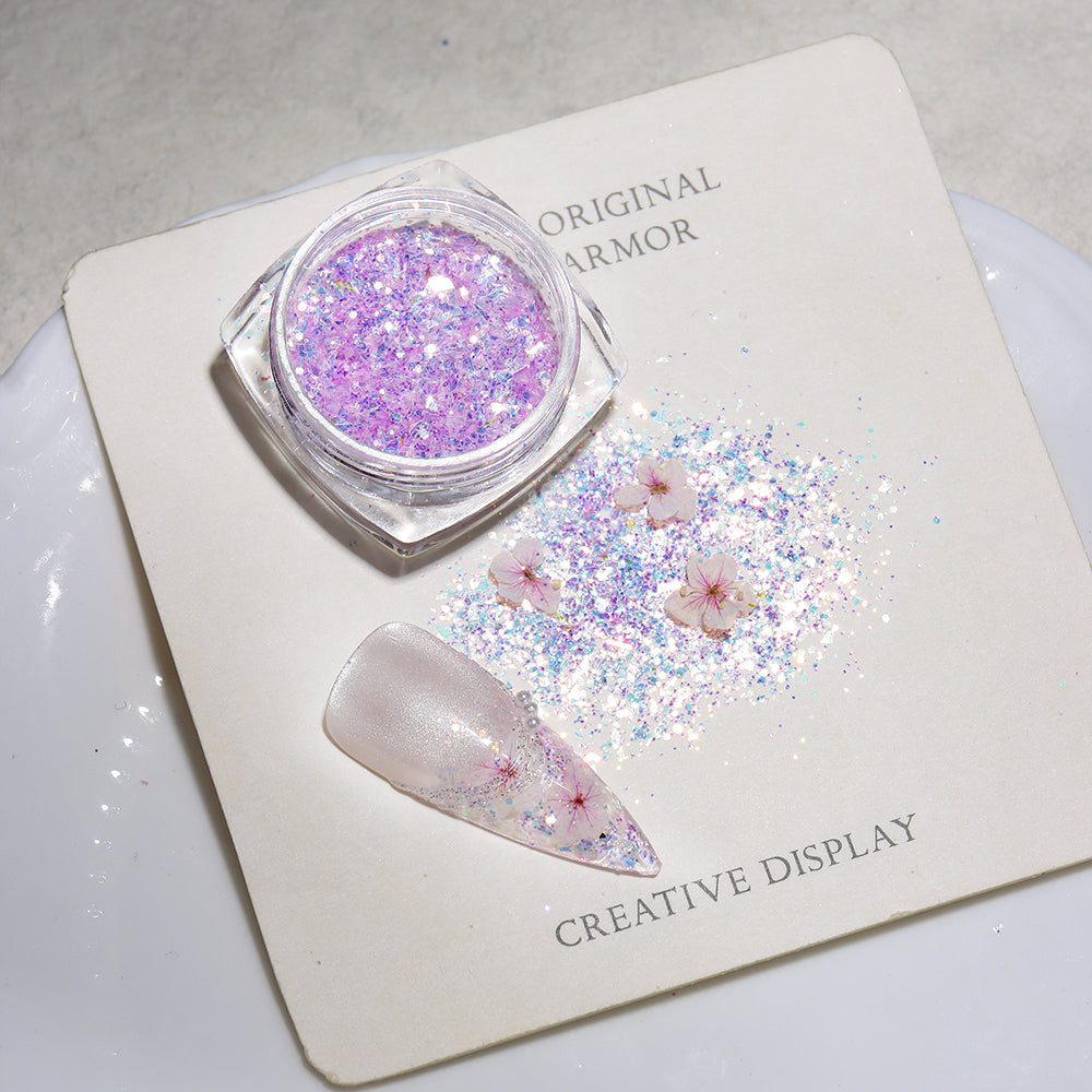 Forest Fairy Dried Flower Glitter Nail Art