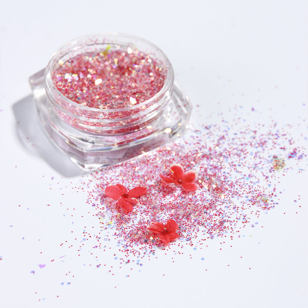 Forest Fairy Dried Flower Glitter Nail Art