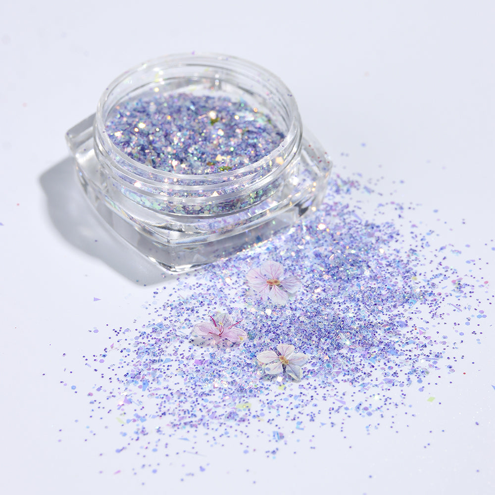 Forest Fairy Dried Flower Glitter Nail Art