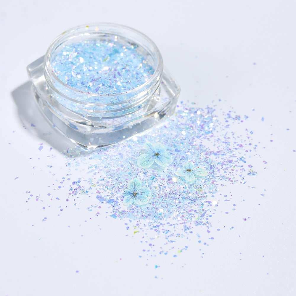 Forest Fairy Dried Flower Glitter Nail Art