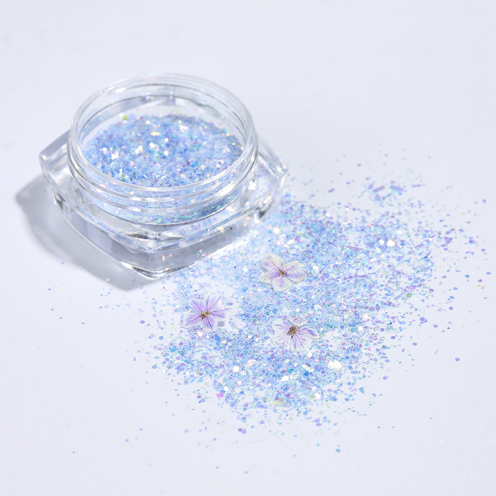Forest Fairy Dried Flower Glitter Nail Art