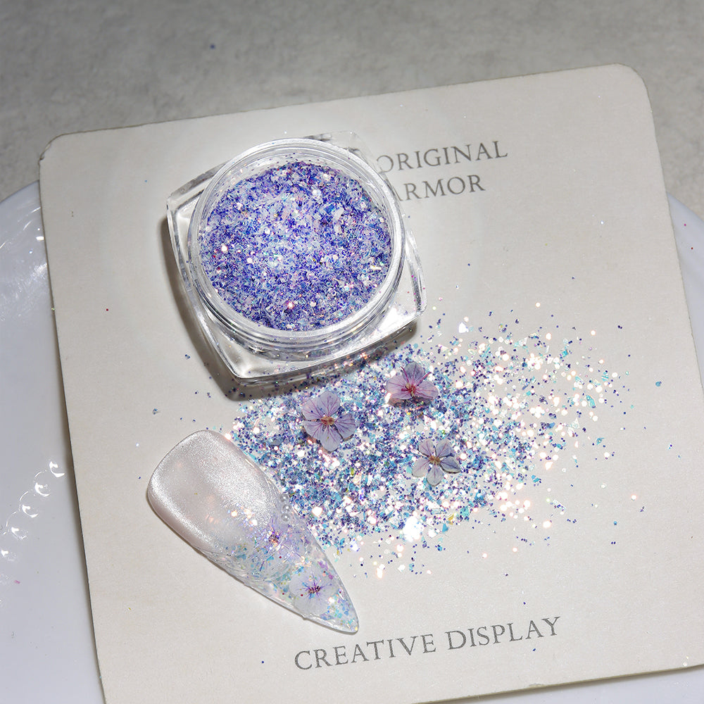 Forest Fairy Dried Flower Glitter Nail Art