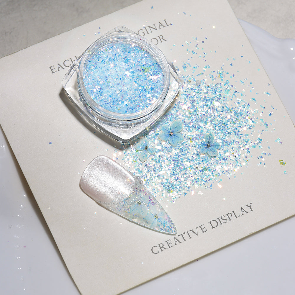 Forest Fairy Dried Flower Glitter Nail Art