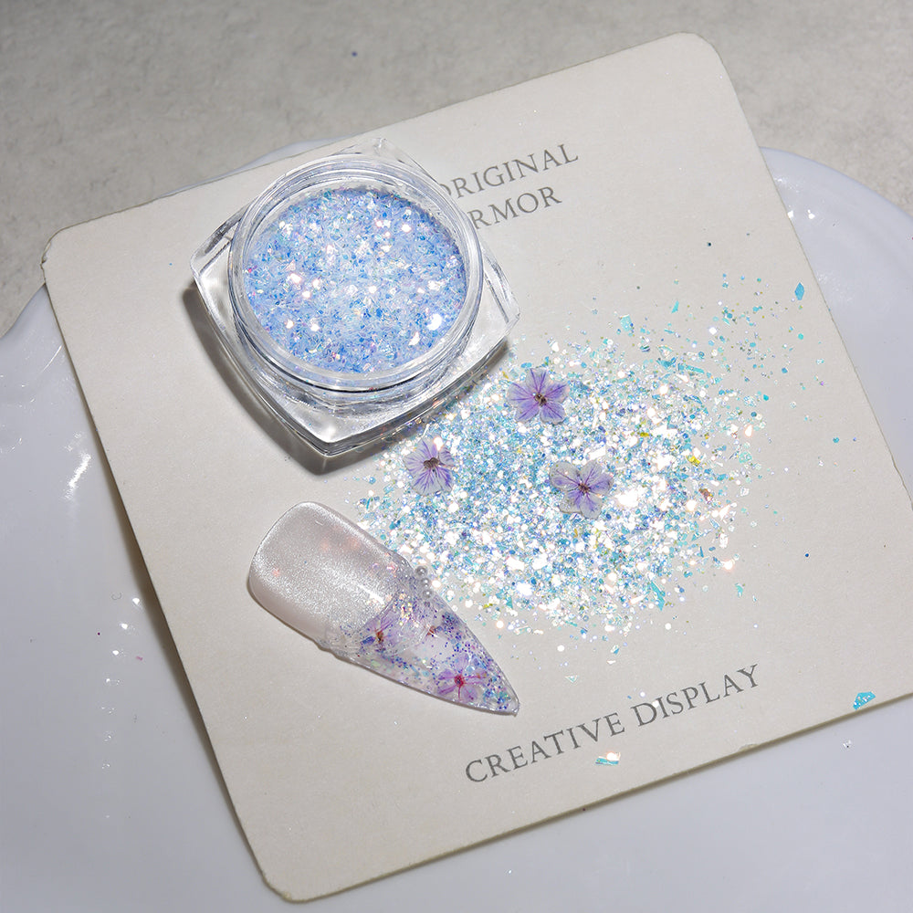 Forest Fairy Dried Flower Glitter Nail Art