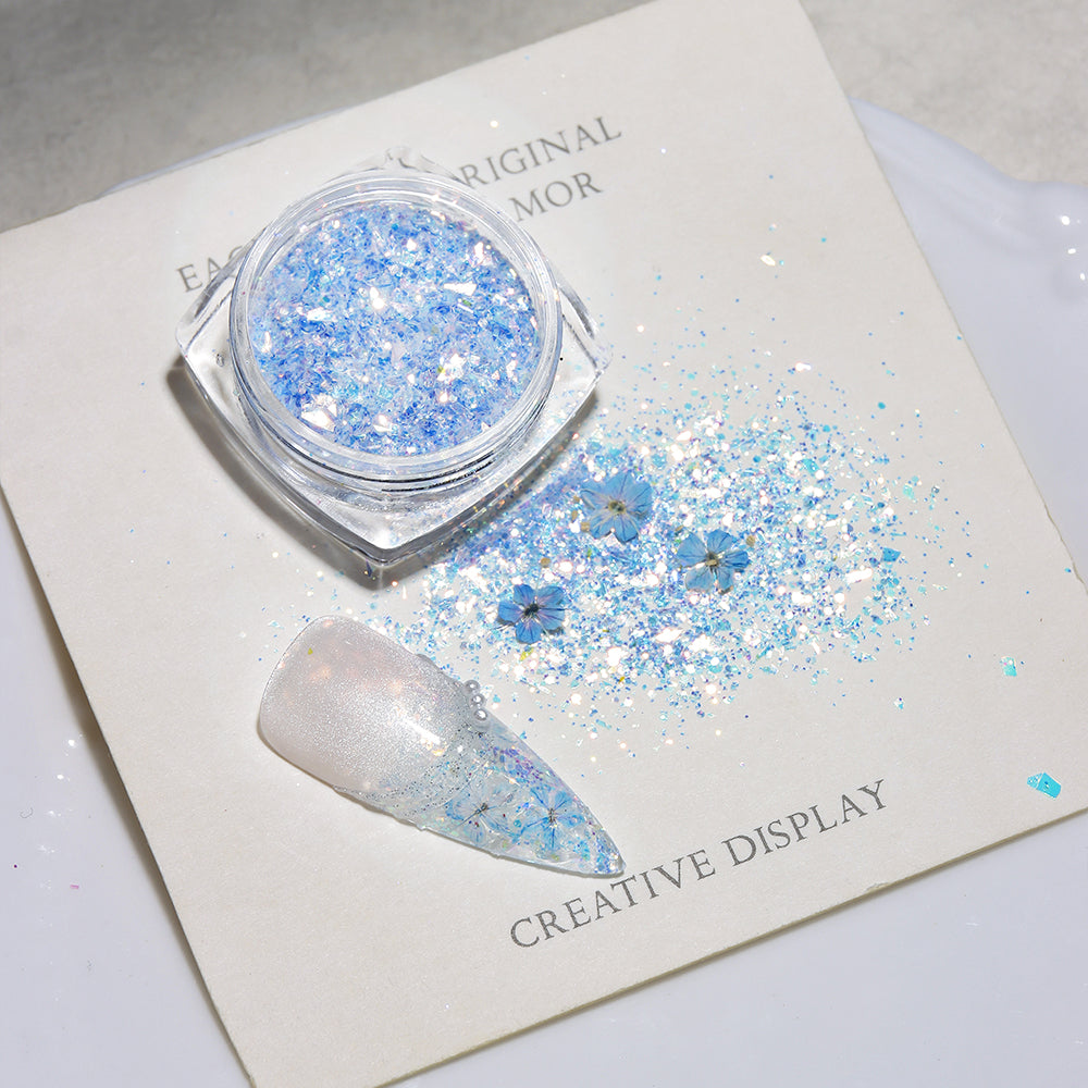Forest Fairy Dried Flower Glitter Nail Art