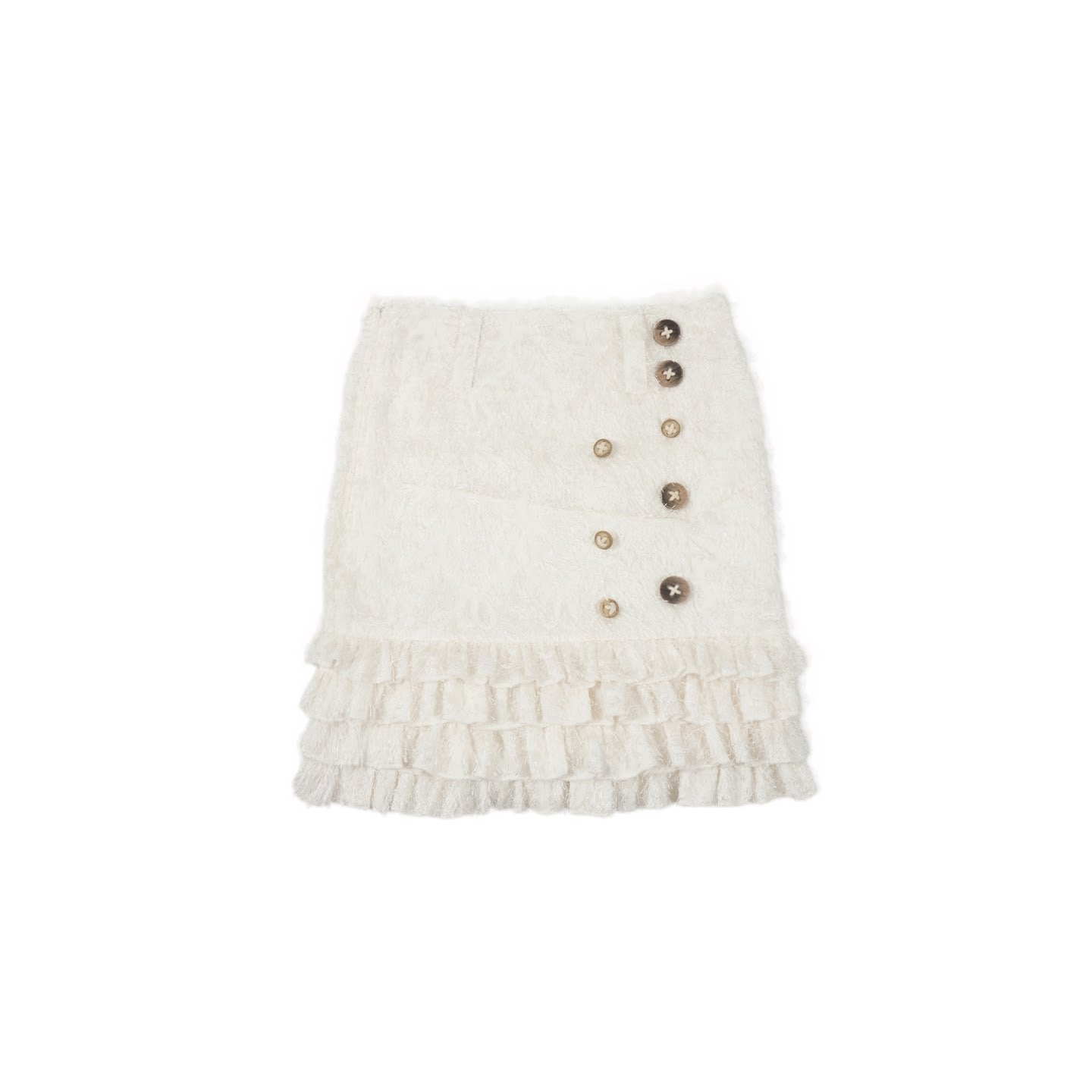 Holiday Fringe Ivory Textured Low-Rise Mermaid Midi Skirt