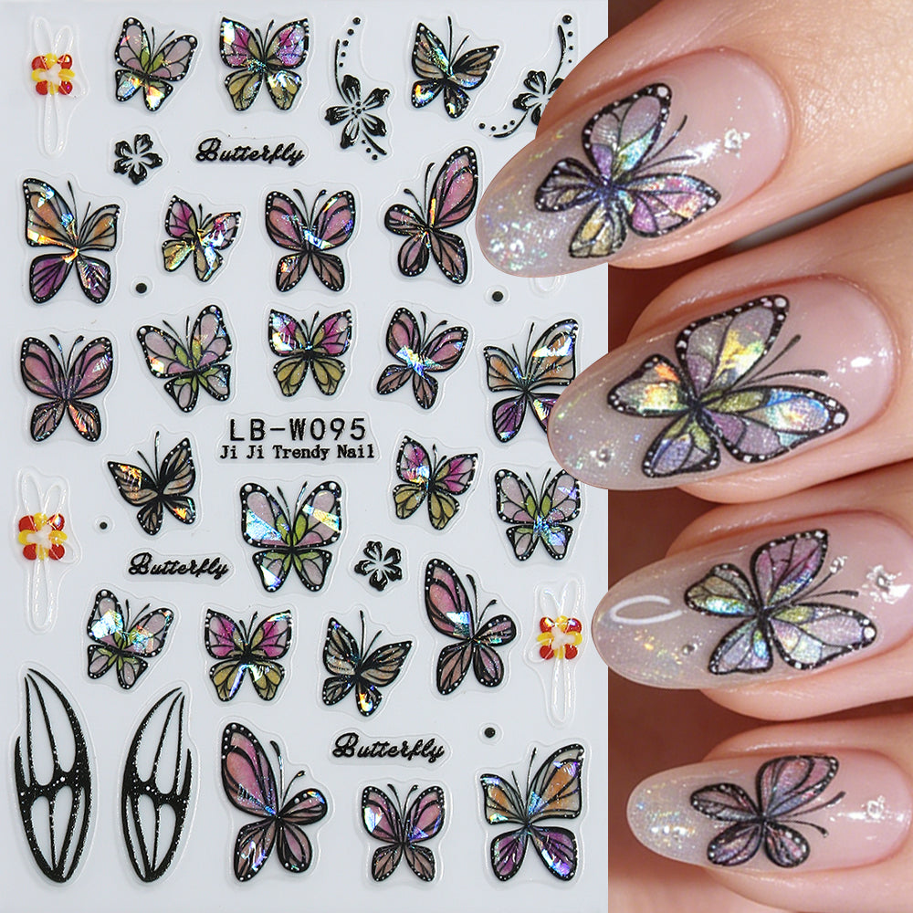 Holographic Butterfly Nail Sticker 5D Embossed DIY Nail Art