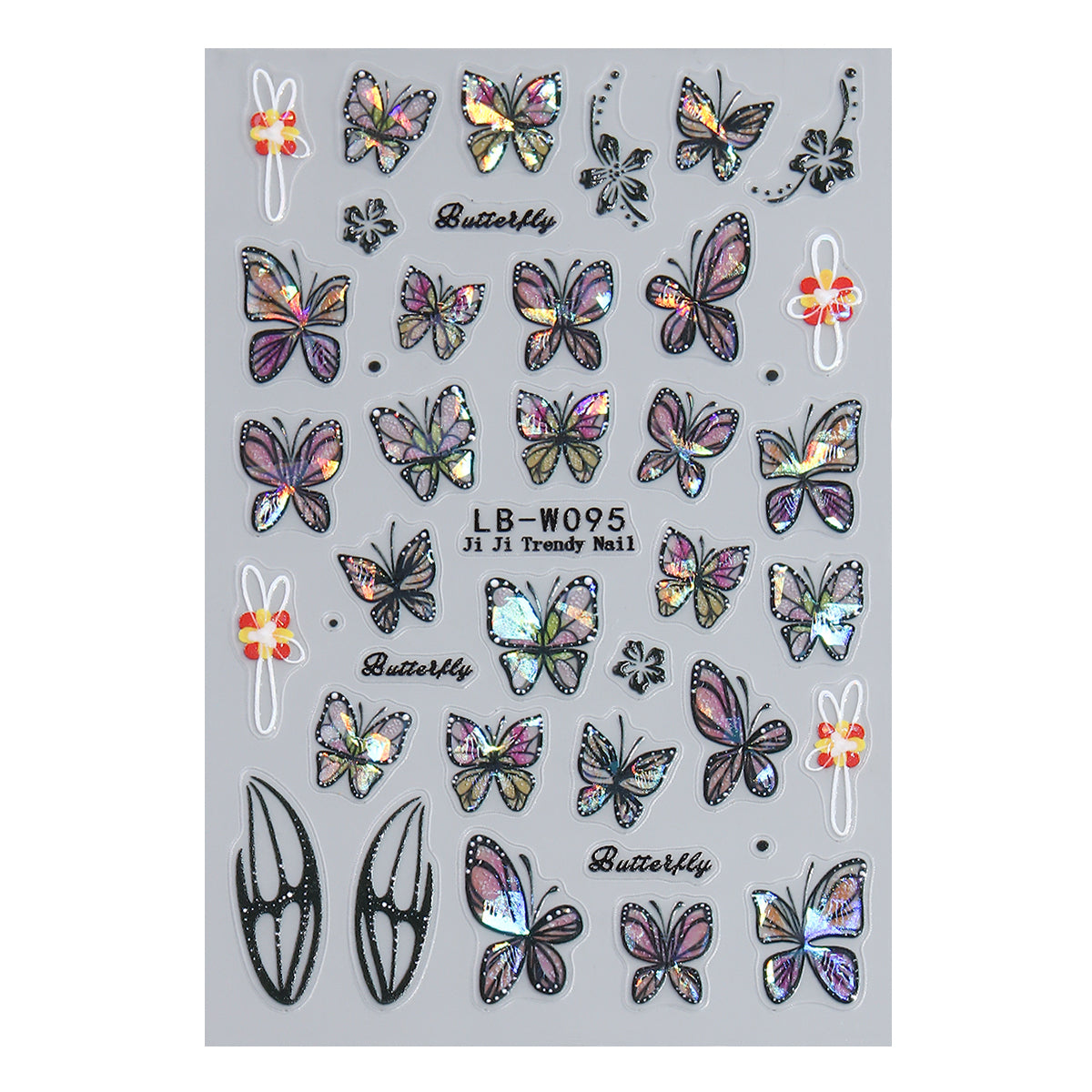 Holographic Butterfly Nail Sticker 5D Embossed DIY Nail Art