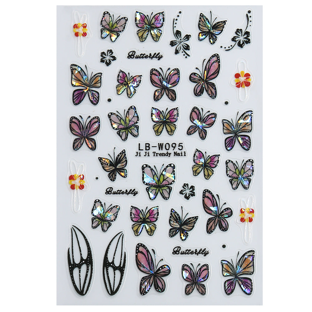 Holographic Butterfly Nail Sticker 5D Embossed DIY Nail Art