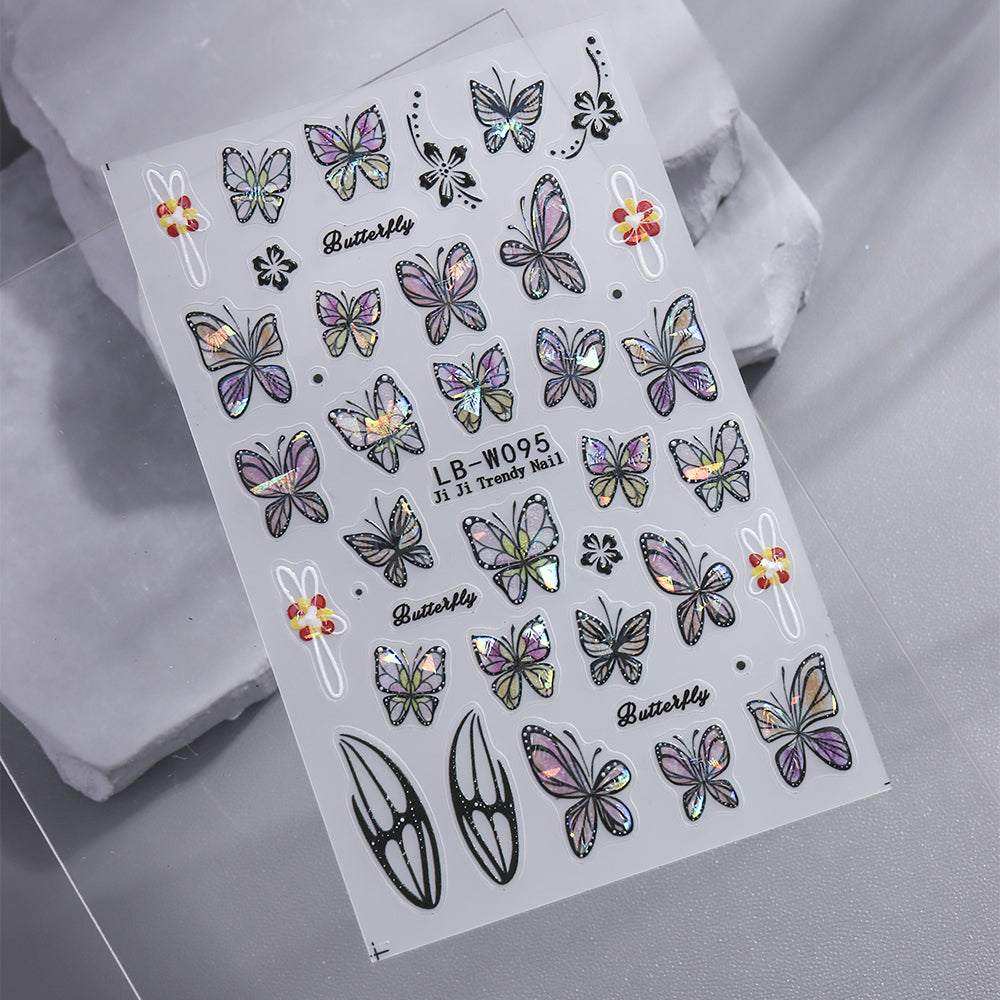 Holographic Butterfly Nail Sticker 5D Embossed DIY Nail Art