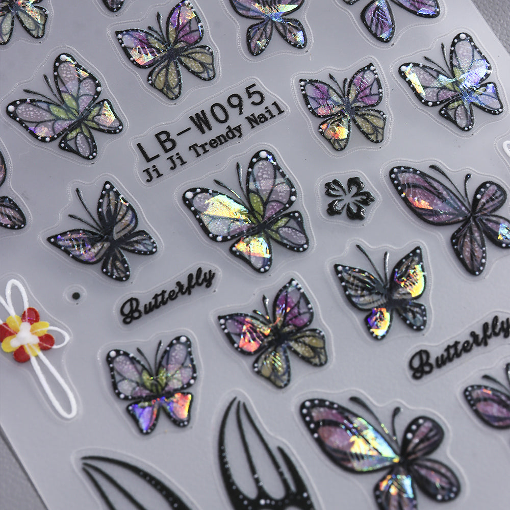 Holographic Butterfly Nail Sticker 5D Embossed DIY Nail Art