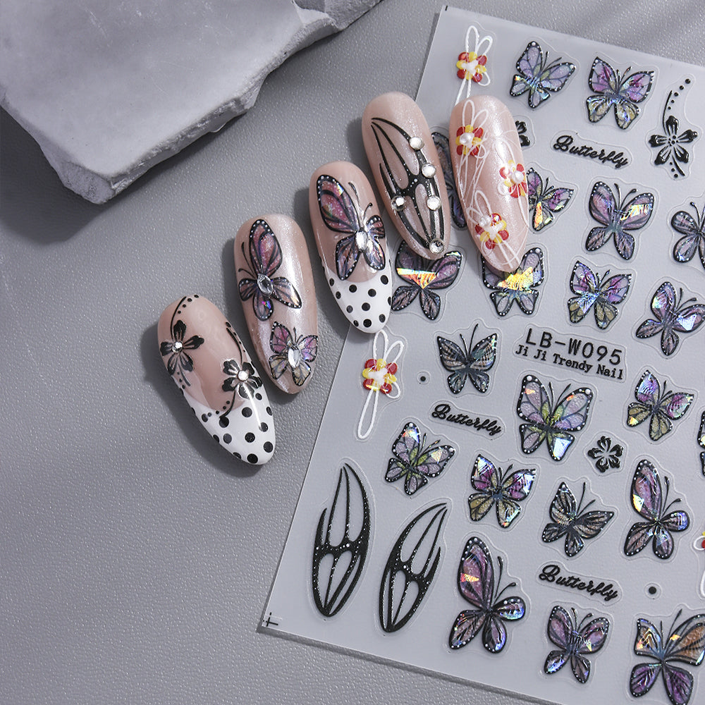 Holographic Butterfly Nail Sticker 5D Embossed DIY Nail Art