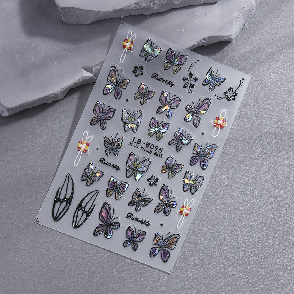 Holographic Butterfly Nail Sticker 5D Embossed DIY Nail Art