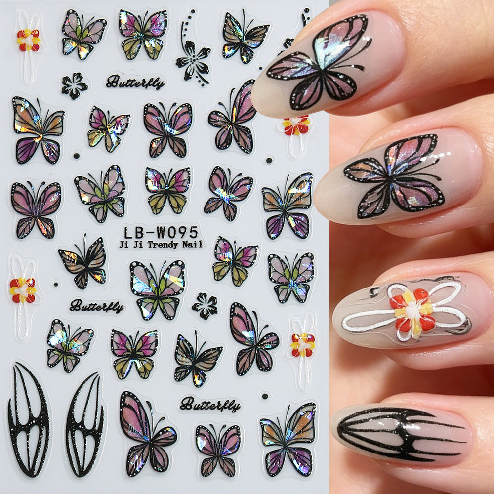 Holographic Butterfly Nail Sticker 5D Embossed DIY Nail Art