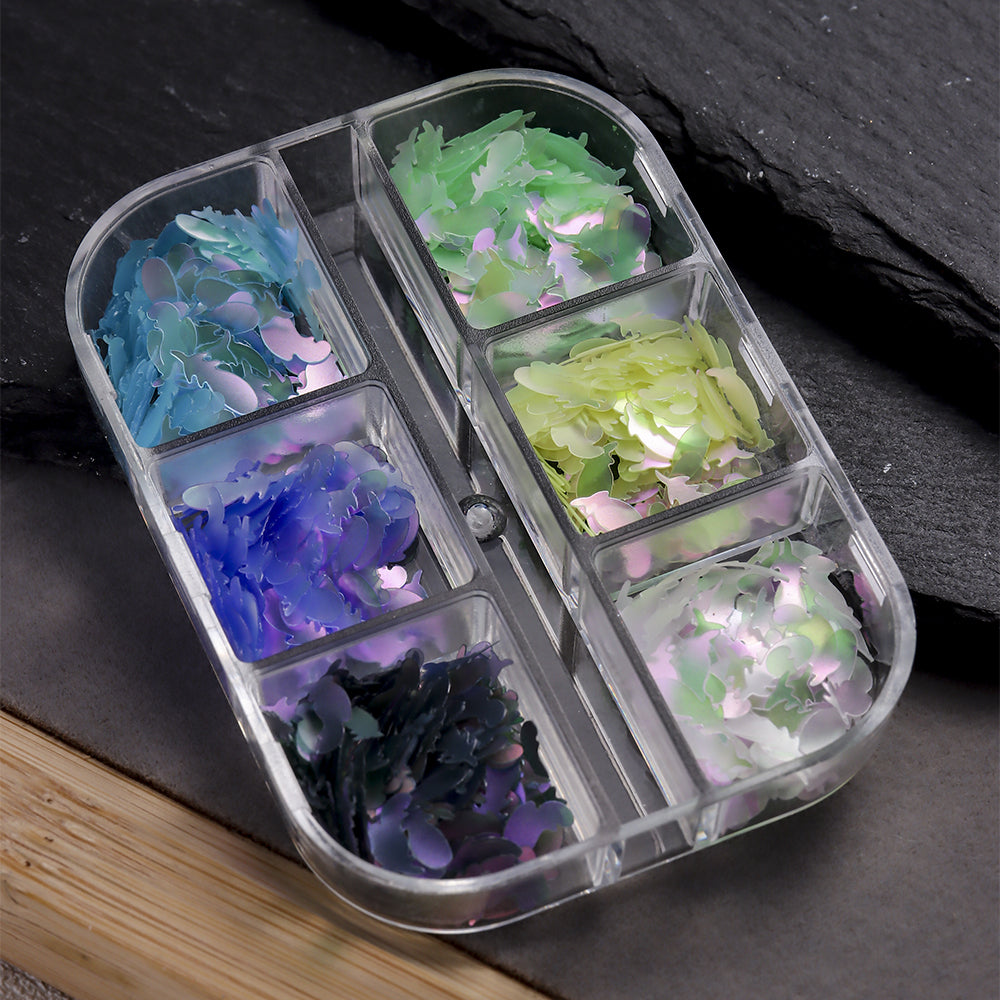 Holographic Feather Nail Glitter Mix Iridescent Pastel Nail Decorations