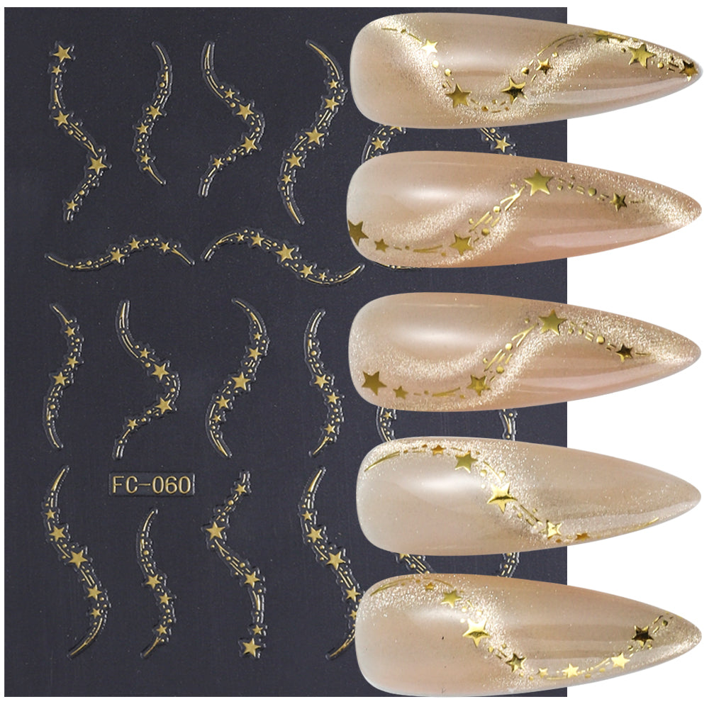 Holographic Shooting Star Nail Sticker 3D Embossed DIY Nail Art