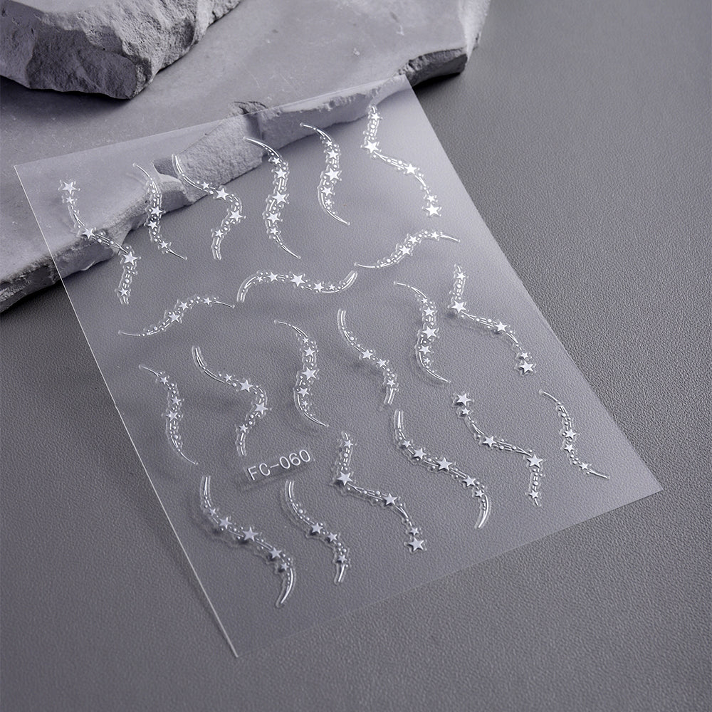 Holographic Shooting Star Nail Sticker 3D Embossed DIY Nail Art