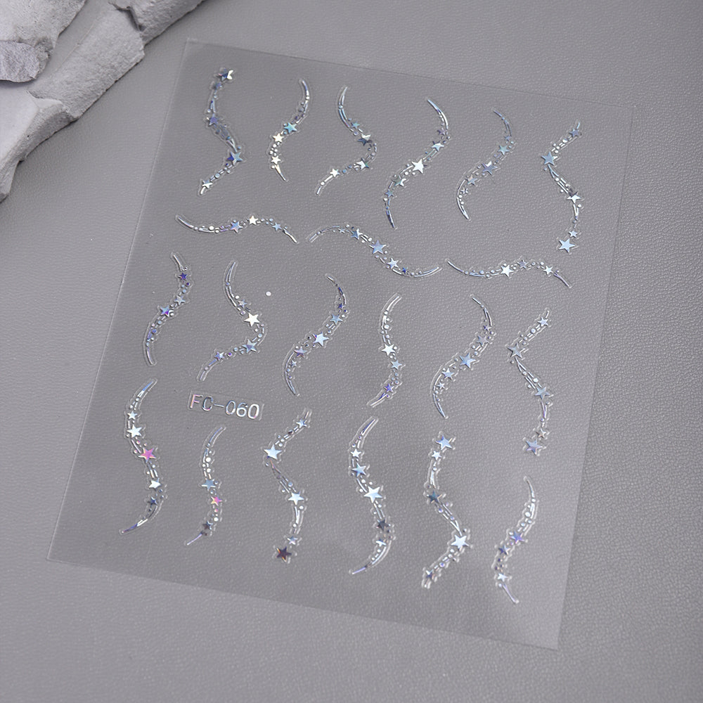 Holographic Shooting Star Nail Sticker 3D Embossed DIY Nail Art