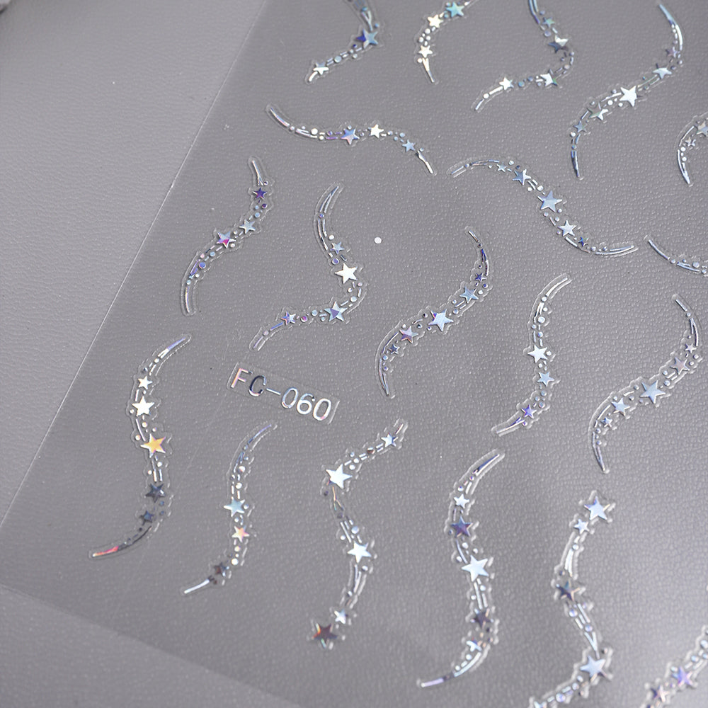 Holographic Shooting Star Nail Sticker 3D Embossed DIY Nail Art