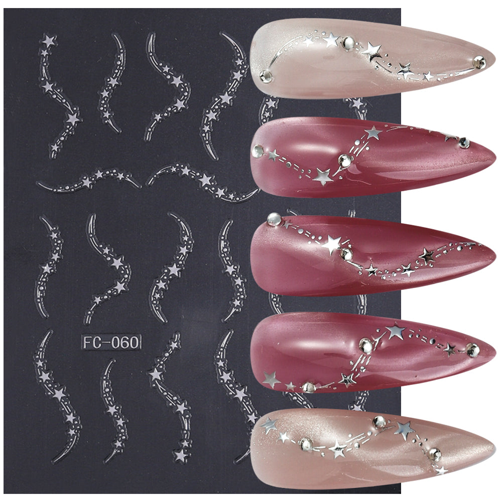 Holographic Shooting Star Nail Sticker 3D Embossed DIY Nail Art