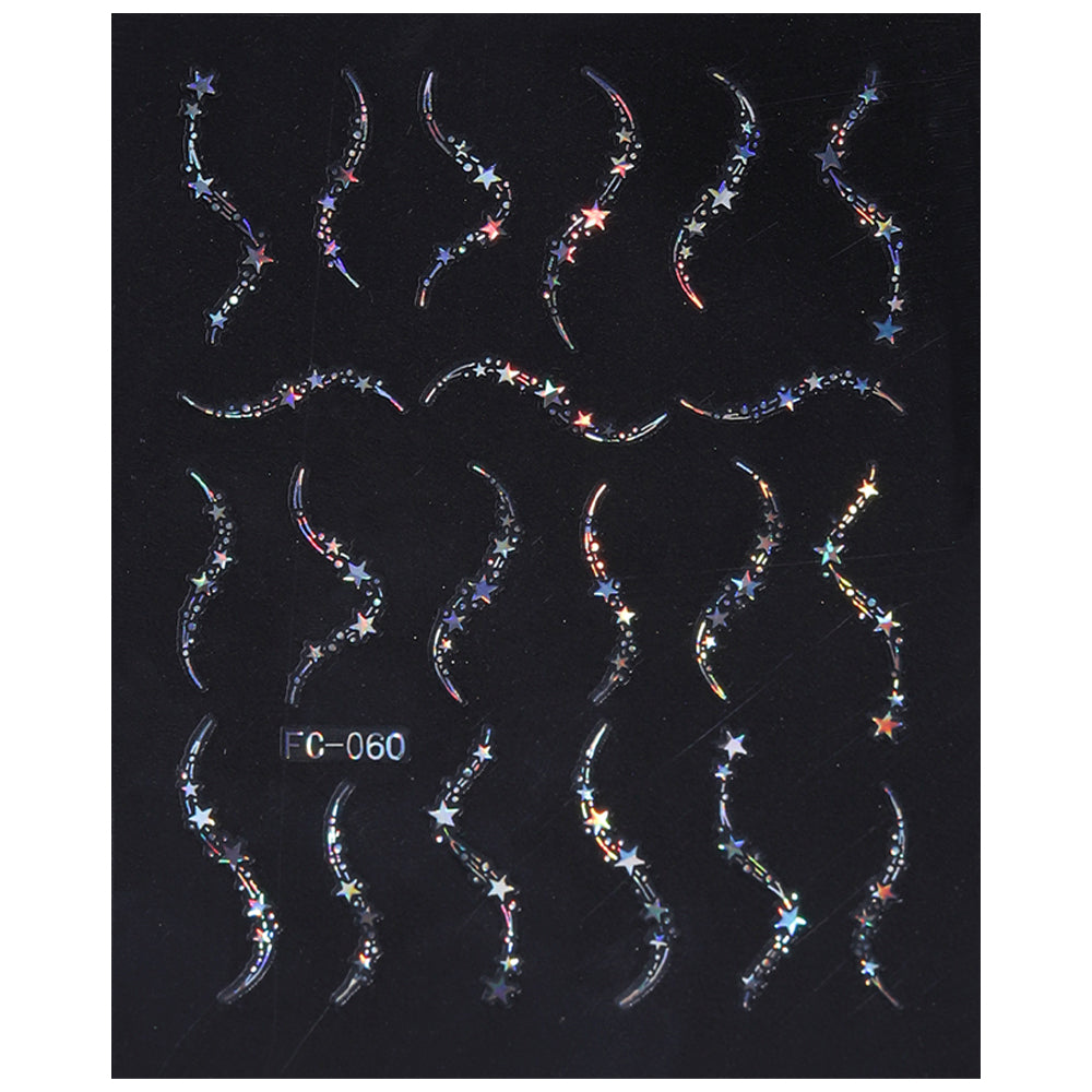 Holographic Shooting Star Nail Sticker 3D Embossed DIY Nail Art