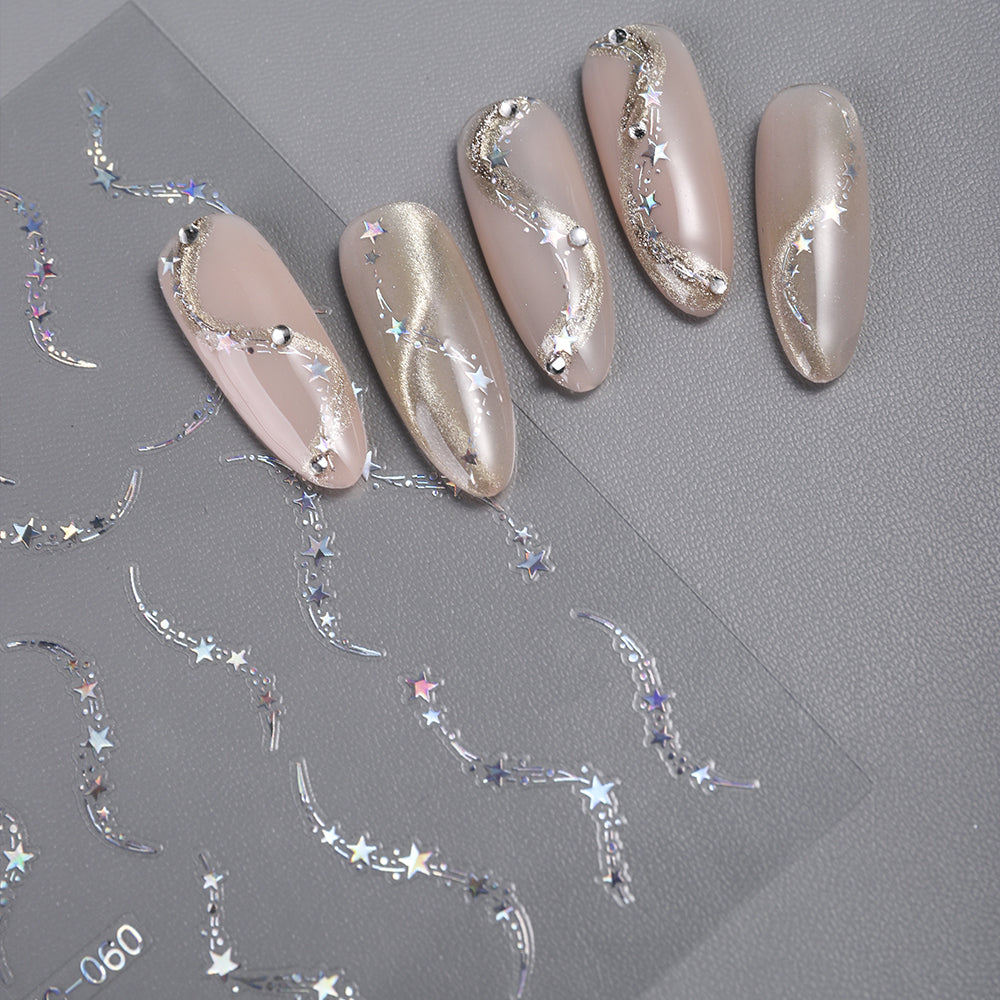 Holographic Shooting Star Nail Sticker 3D Embossed DIY Nail Art