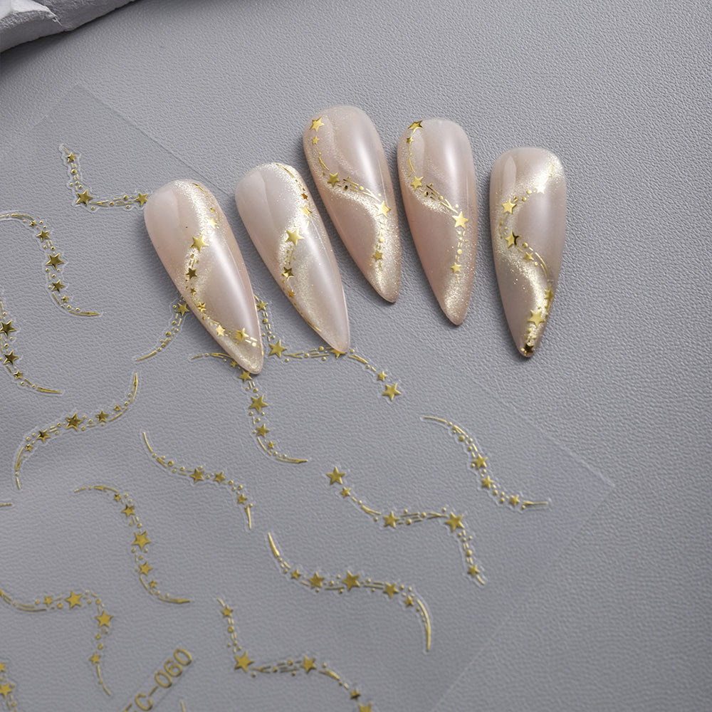 Holographic Shooting Star Nail Sticker 3D Embossed DIY Nail Art