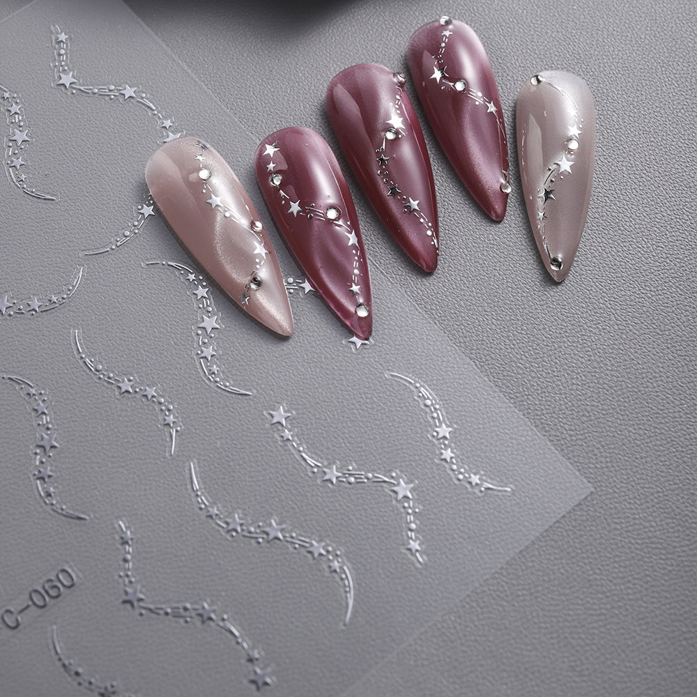 Holographic Shooting Star Nail Sticker 3D Embossed DIY Nail Art