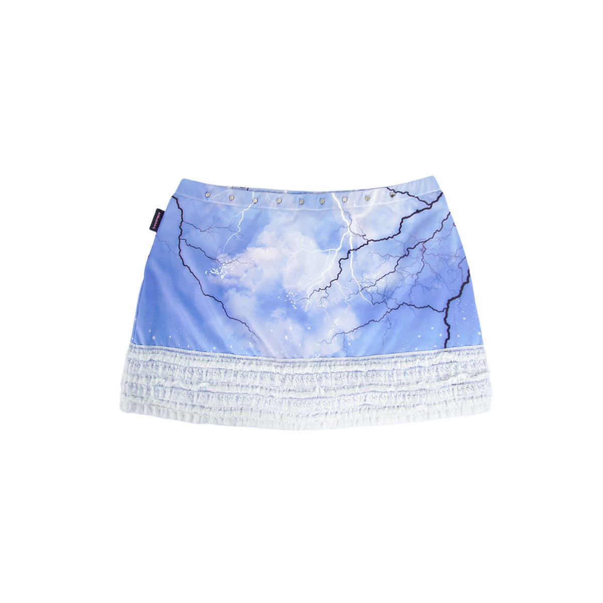 Lightning Dreamcore Blue Studded Lace-Trim Bodycon Mini Skirt
