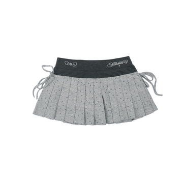 Lynenallure Heather Grey Cotton Star Print Contrast Pleated Mini Skort Y2K Style