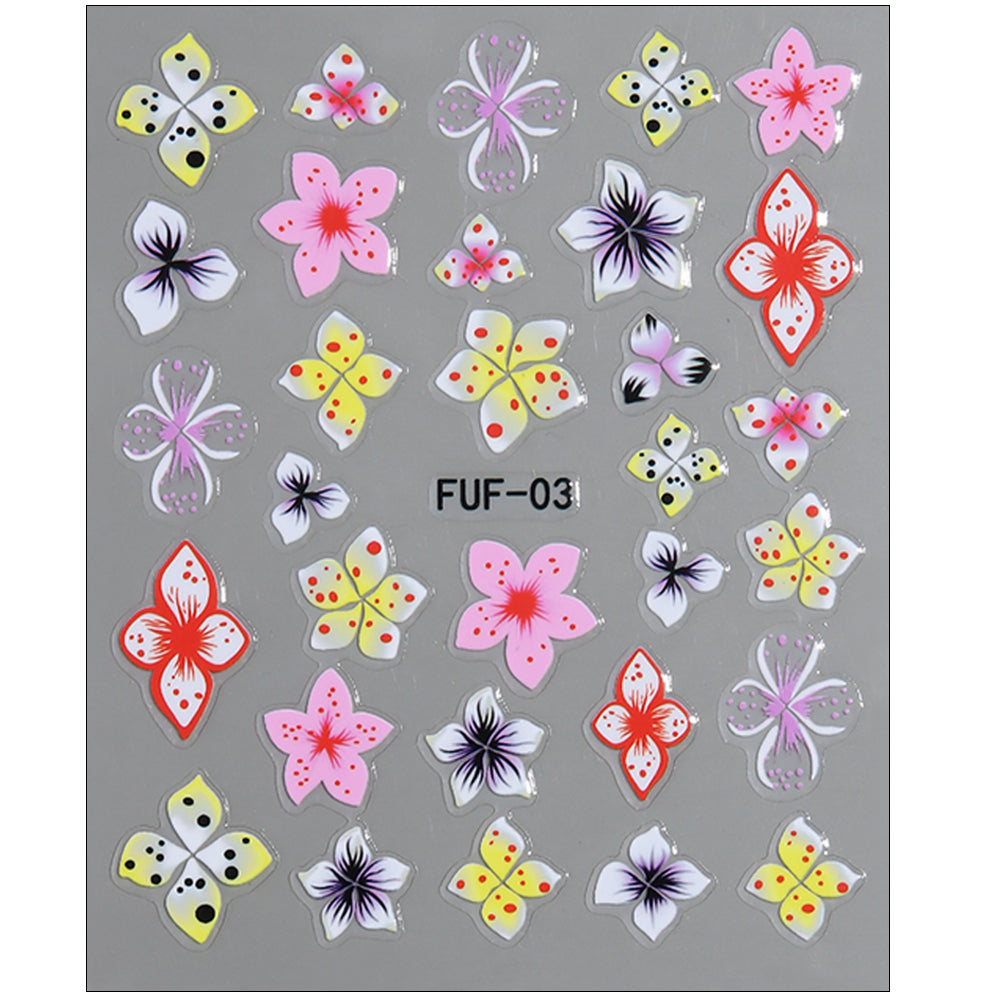 Millennial Girly 3D Flower Nail Stickers Leopard Zebra Nail Decals